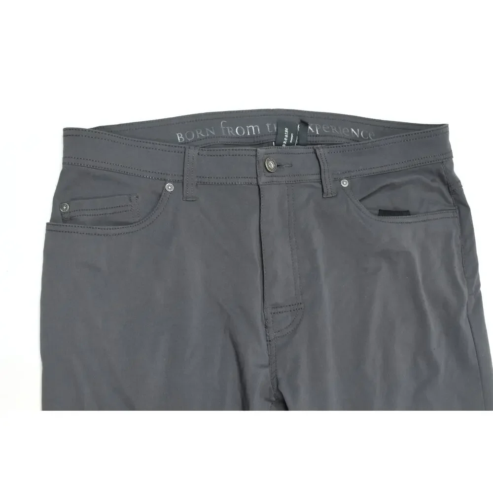 prANa Brion Pants Mens 36 Gray Slim Fit Nylon Stretch Lightweight Hiking